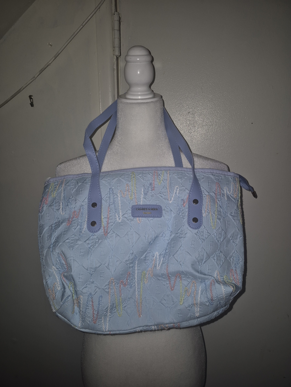 Light Blue Shoulder Tote Bag